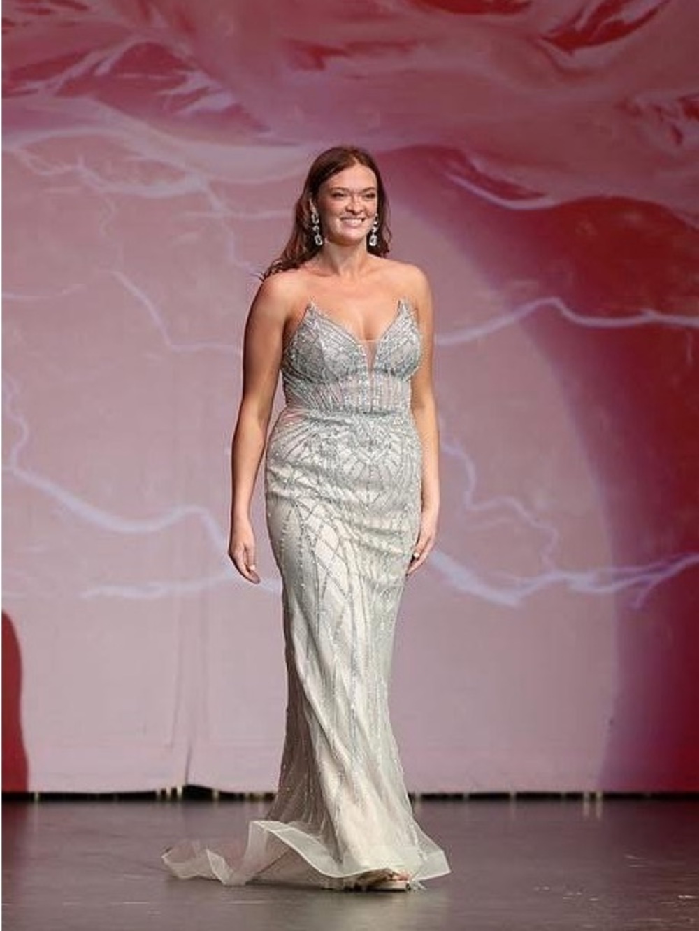 Silver Beaded Strapless Evening Gown - Sparkling Formal Dress